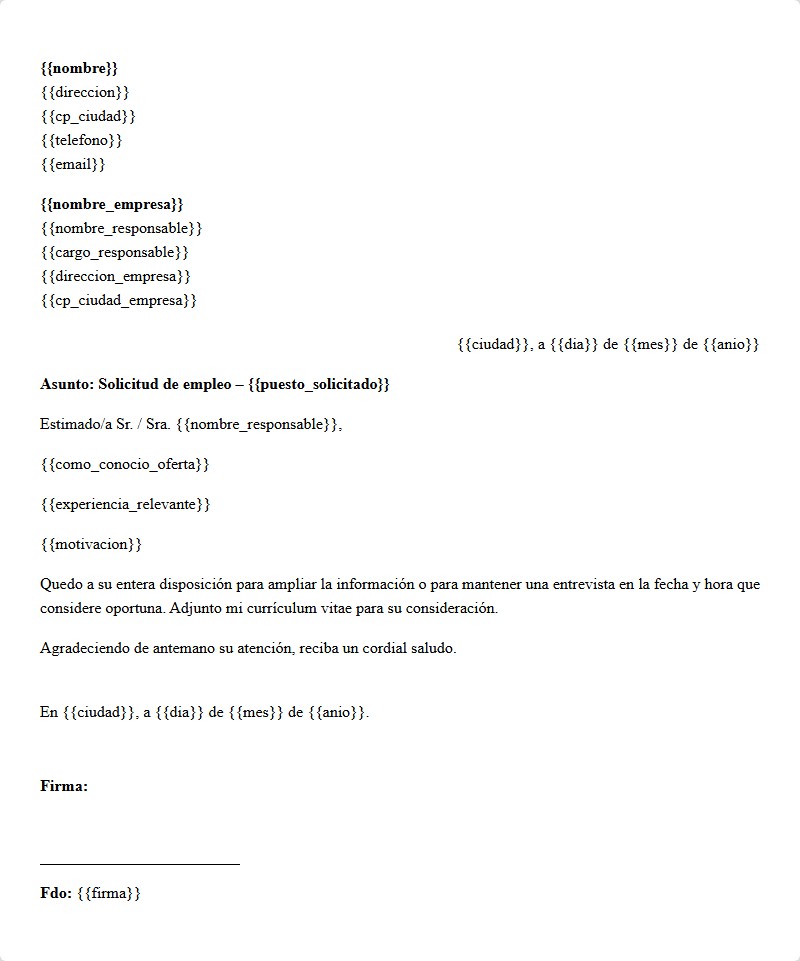 Carta de presentación