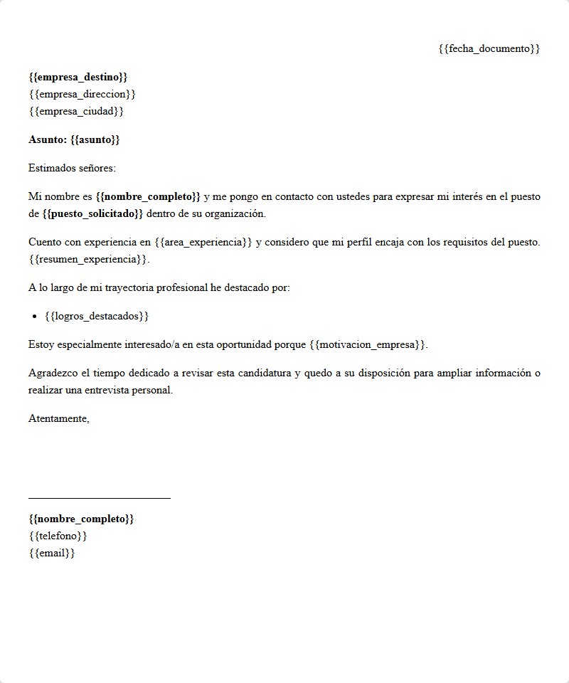 Carta de presentación moderna