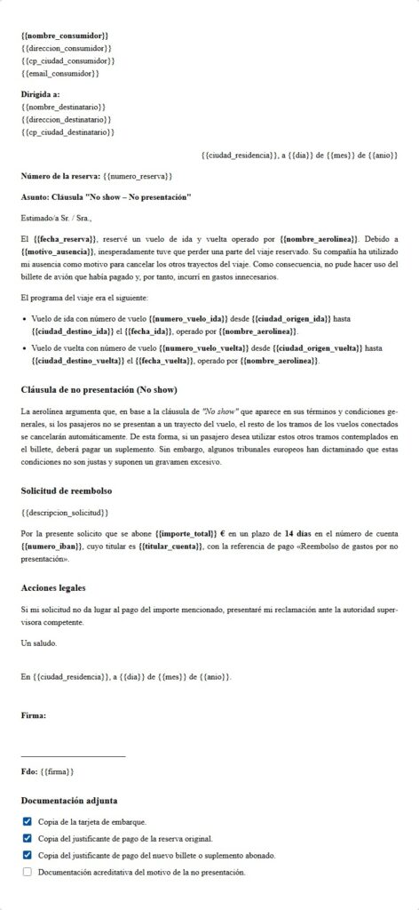 Cláusula no-show