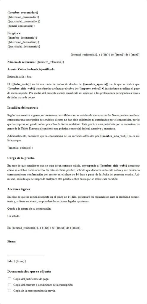 Cobro de deuda por suscripción