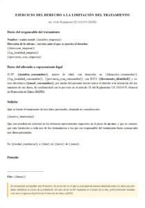Ejercicio derecho de limitación