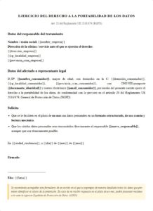 Ejercicio derecho de portabilidad