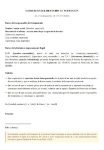 Ejercicio derecho de supresión