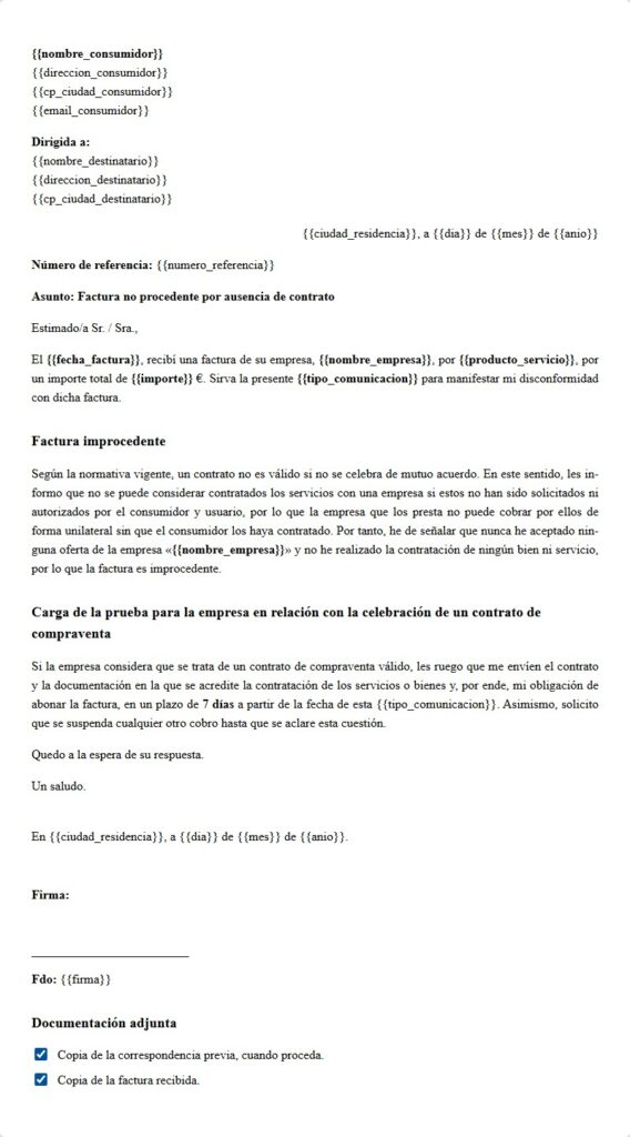 Factura improcedente