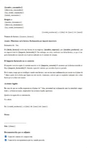Objeción al importe facturado