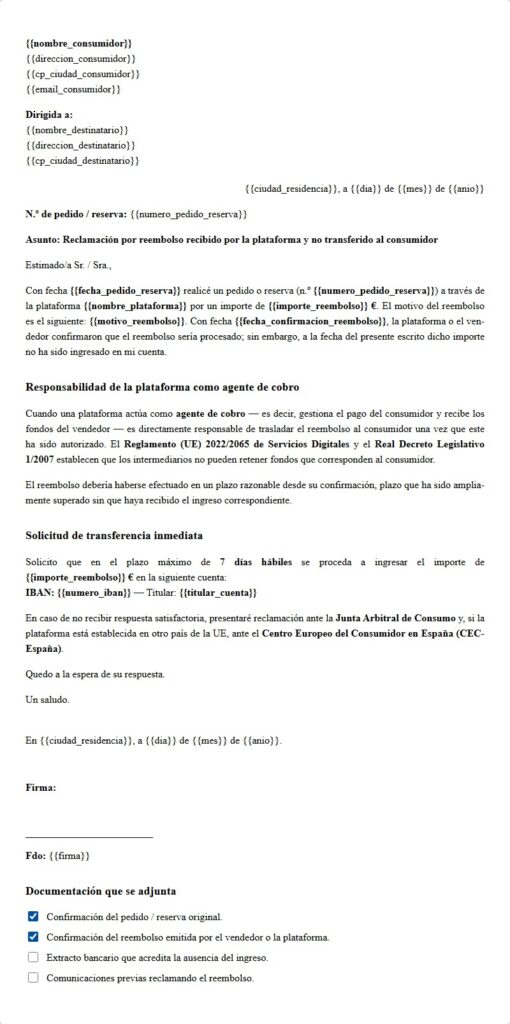 Reembolso pendiente