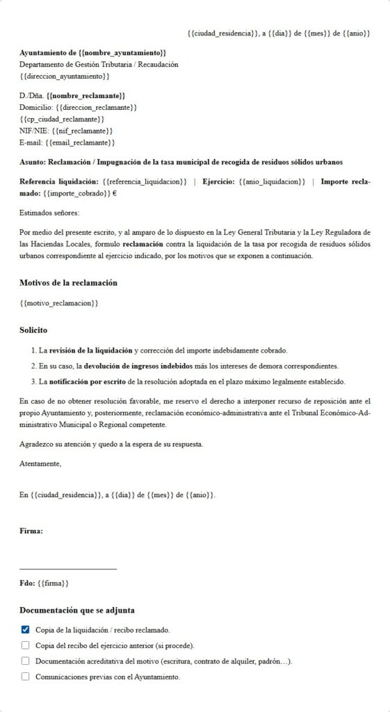 Tasa de basura