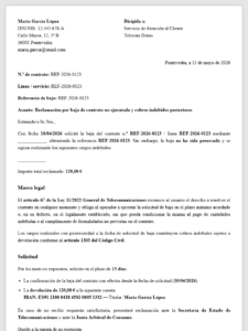 Baja de contrato no efectuada