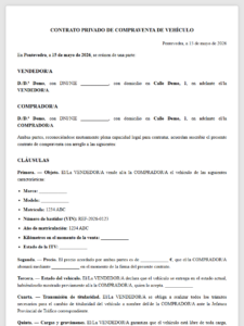 Contrato compraventa vehículo