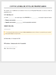 Convocatoria de junta