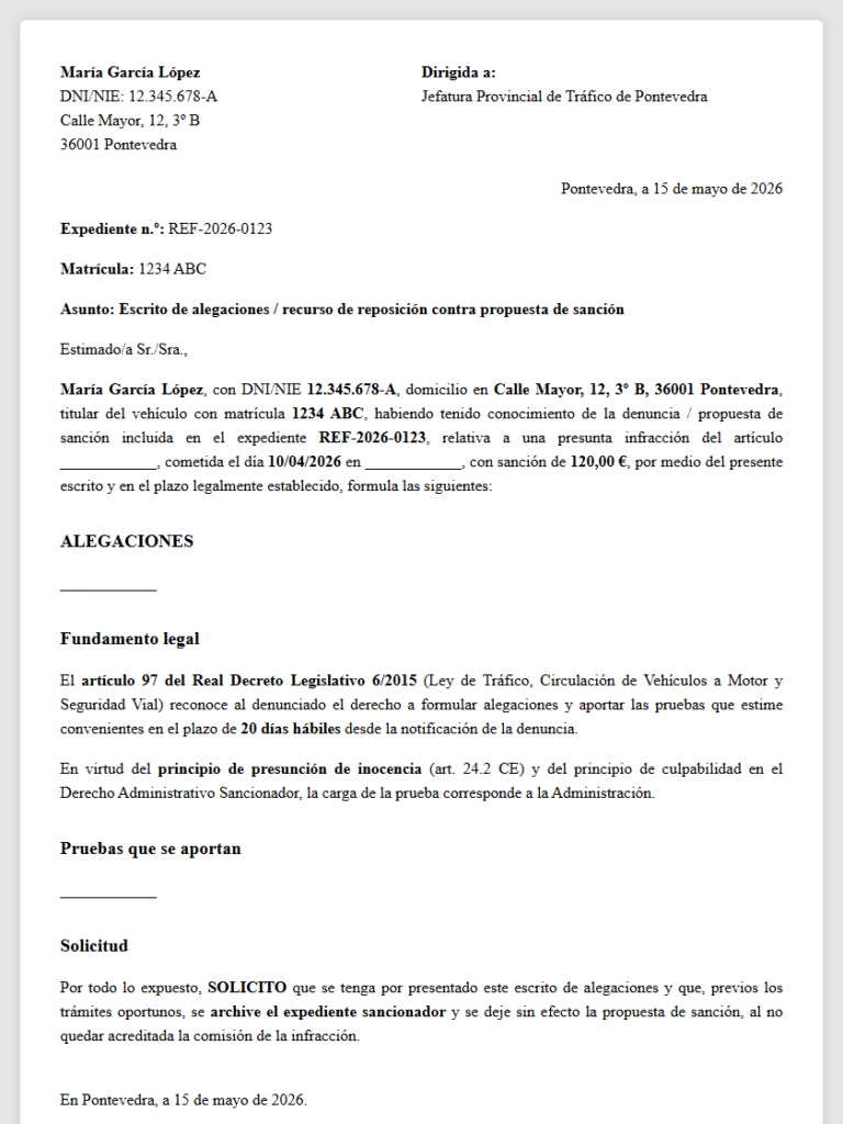 Recurso multa de tráfico