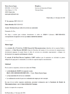 Cobro por servicio no contratado