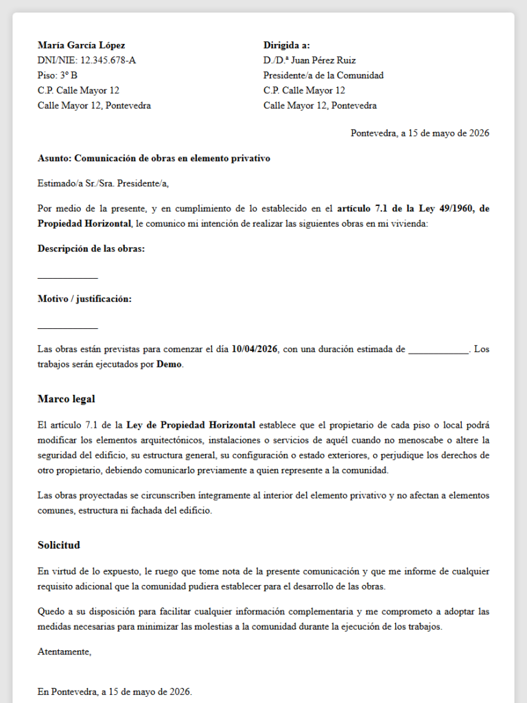 Solicitud de obras